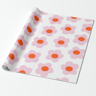 Papel De Regalo Patrón de flores rosadas rosadas hippie