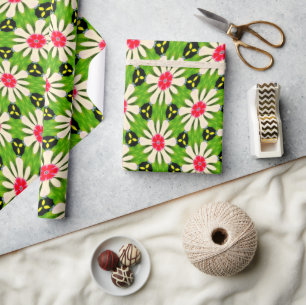 Papel De Regalo Patrón de flores rosadas y blancas