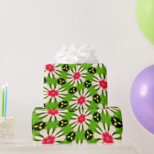 Papel De Regalo Patrón de flores rosadas y blancas