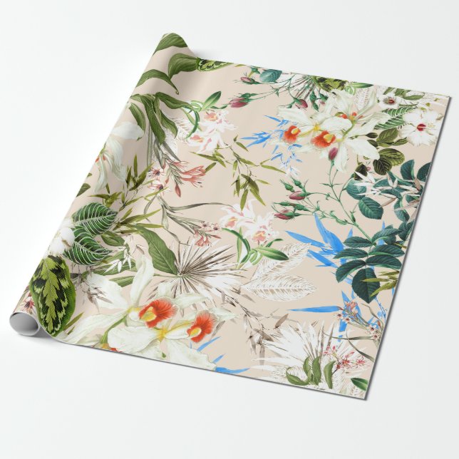 Papel De Regalo Patrón de flores silvestres de época (Desenrollado)