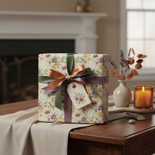 Papel De Regalo patrón de flores silvestres de otoño