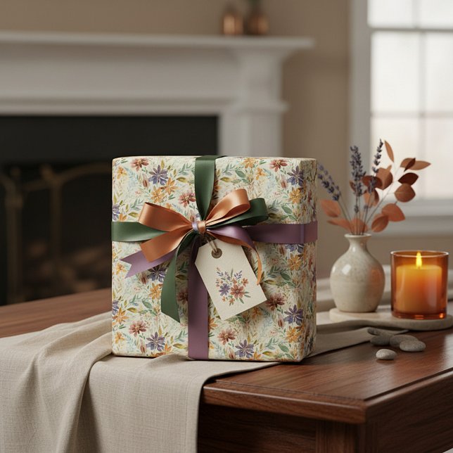 Papel De Regalo Patrón de flores silvestres de otoño (Subido por el creador)