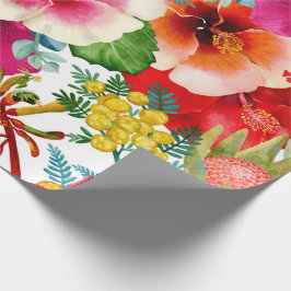 Papel De Regalo Patrón de flores tropicales calientes