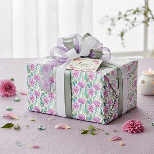 Papel De Regalo Patrón de flores tropicales con acuarela púrpura