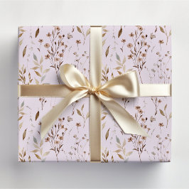 Papel De Regalo Patrón de flores y hojas de Bonito marrón invernal