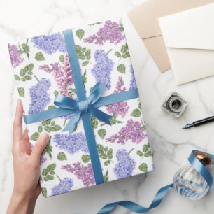 Papel De Regalo Patrón de flores y hojas de lilo