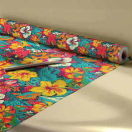 Papel De Regalo Patrón de flores y hojas tropicales