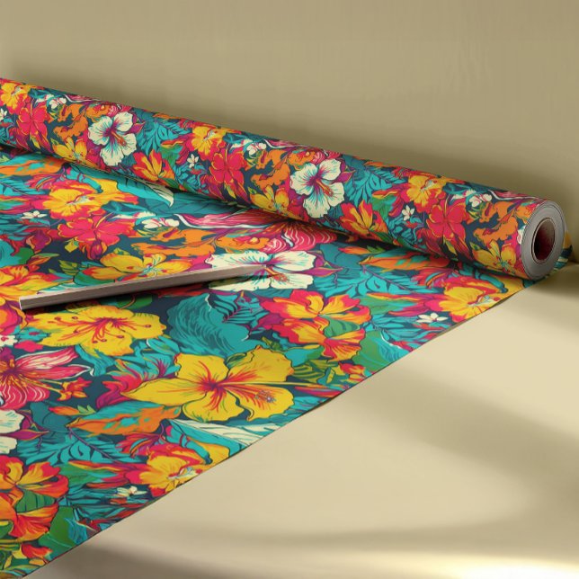 Papel De Regalo Patrón de flores y hojas tropicales (Subido por el creador)