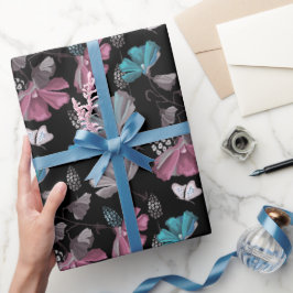 Papel De Regalo Patrón de flores y mariposas