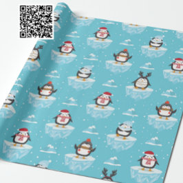 Papel De Regalo Patrón de flujo de hielo pingüino de navidades