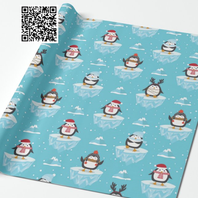 Papel De Regalo Patrón de flujo de hielo pingüino de navidades (Subido por el creador)