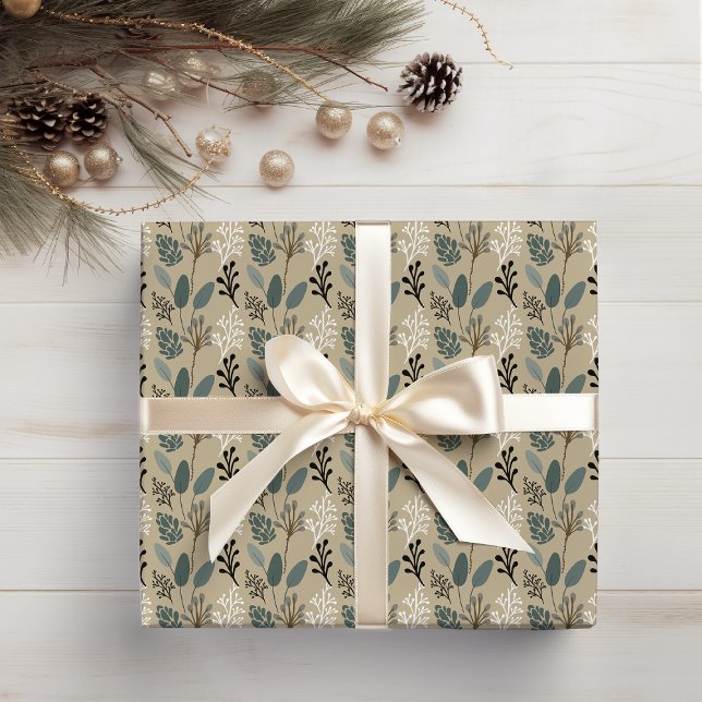 Papel De Regalo Patrón de follaje de los tonos de la tierra silenc (Subido por el creador)