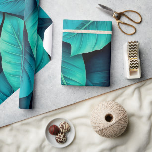 Papel De Regalo Patrón de follaje de plátano verde acuarela