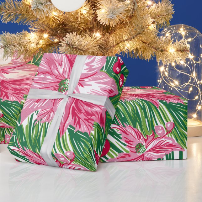 Papel De Regalo Patrón de follaje navideño divertido  (Vacaciones)