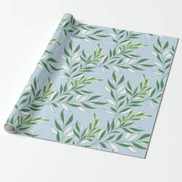 Papel De Regalo Patrón de Follaje Verde Elegante Verde Azul Claro
