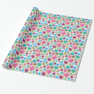 Papel De Regalo Patrón de fondo de búho de flor mate