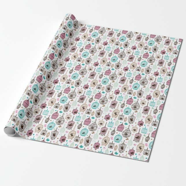 Papel De Regalo patrón de fondo de la jaula de pájaro (Desenrollado)