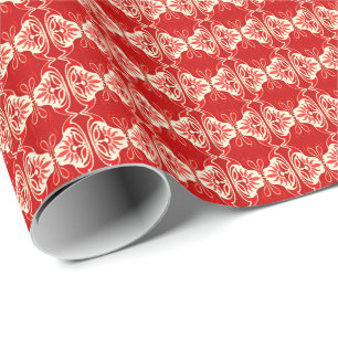 Papel De Regalo Patrón de fondo de pantalla Art Deco - rojo y blan