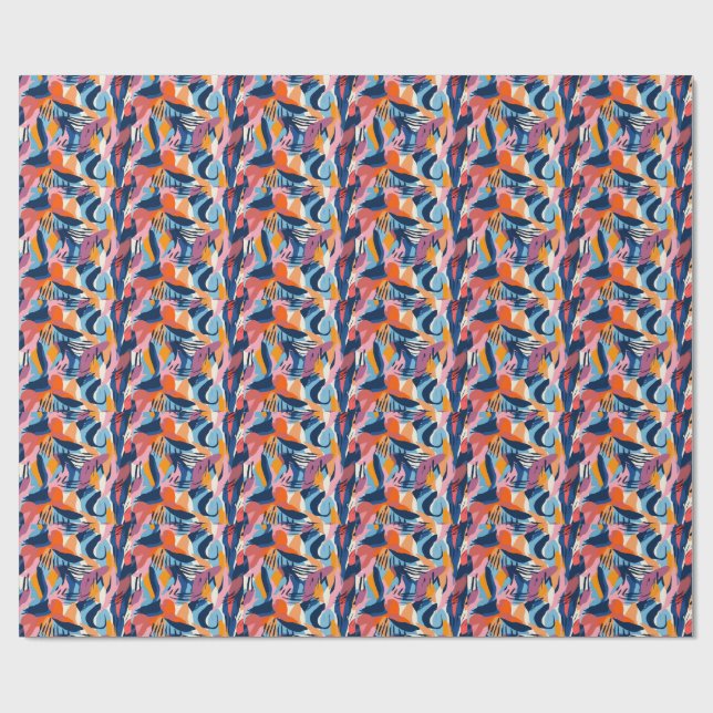 Papel De Regalo Patrón de Formas Abstractas Modernas Vibrantes (Superficie plana)
