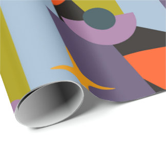 Papel De Regalo Patrón de Formas Atómicas Retro Coloridas y Audace