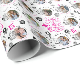 Papel De Regalo Patrón de Foto Personalizado Cumpleaños Hija