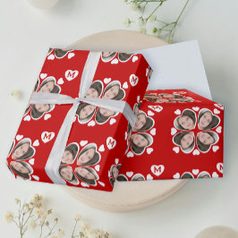 Papel De Regalo Patrón de fotografía de cuatro hojas del corazón b