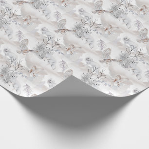Papel De Regalo Patrón de Fox de Nieve Blanca Lechuza Blanca de A
