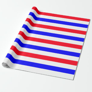 Papel De Regalo Patrón de franja azul blanco rojo – Patriótico Ame