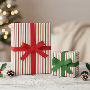 Papel De Regalo Patrón de franja fina de caramelo rojo y verde