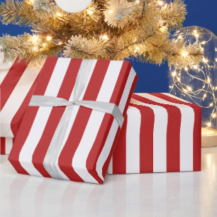 Papel De Regalo Patrón de franja vertical rojo y blanco