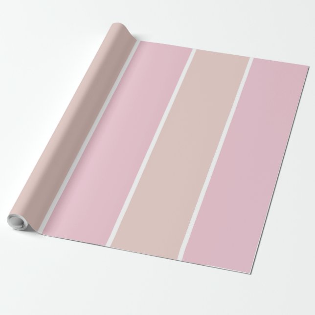 Papel De Regalo Patrón de franja vertical suave rosa y beige (Desenrollado)