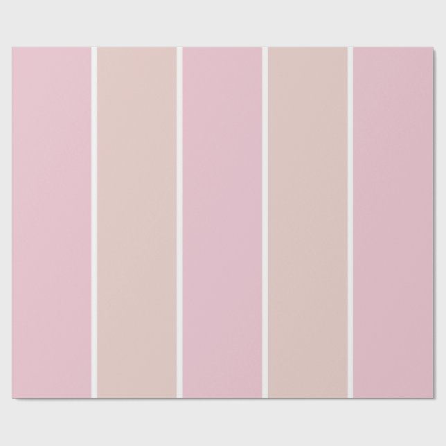 Papel De Regalo Patrón de franja vertical suave rosa y beige (Superficie plana)