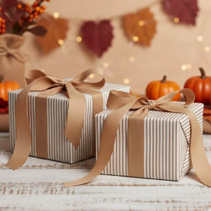 Papel De Regalo Patrón de franjas beige y blanco