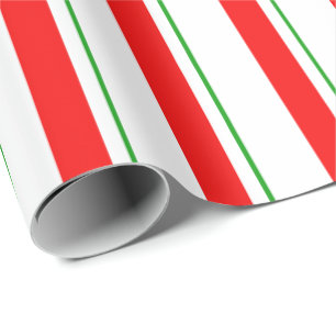Papel De Regalo Patrón de franjas de color verde, blanco y rojo