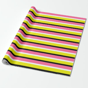 Papel De Regalo Patrón de franjas rosadas amarillas