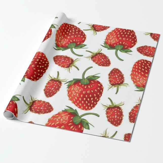 Papel De Regalo Patrón de fresa (Desenrollado)