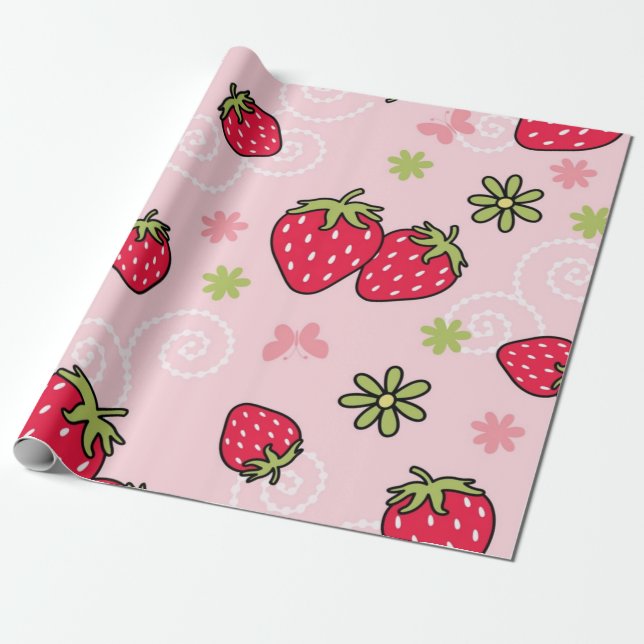 Papel De Regalo Patrón de fresa (Desenrollado)