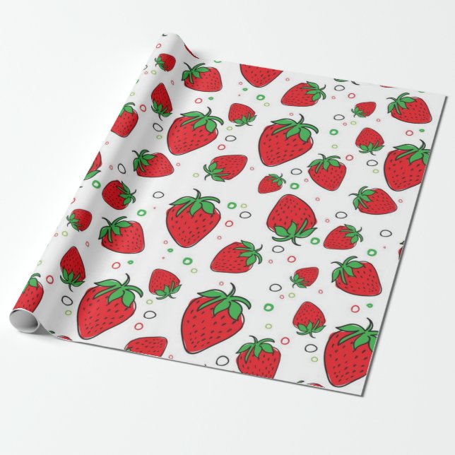 Papel De Regalo Patrón de fresa (Desenrollado)