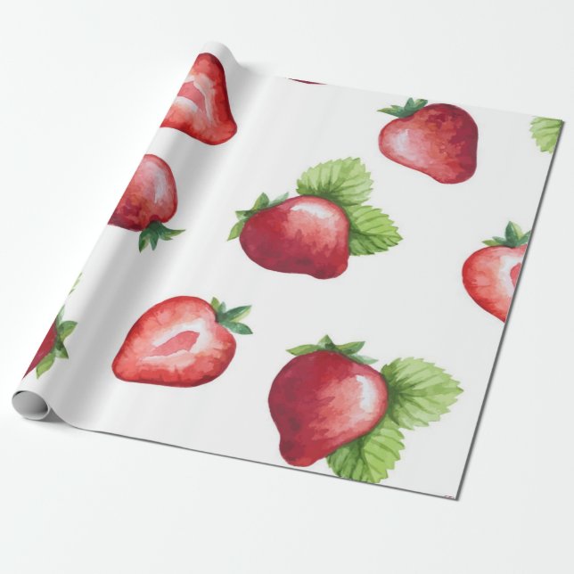 Papel De Regalo Patrón de fresa (Desenrollado)