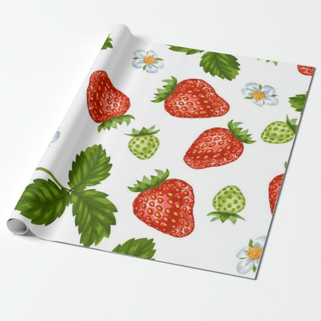 Papel De Regalo Patrón de fresa (Desenrollado)