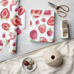 Papel De Regalo Patrón de fresa acuarela