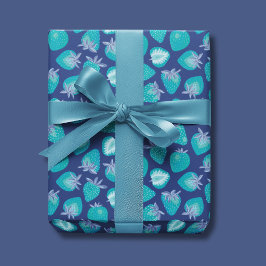 Papel De Regalo patrón de Fresa Azul