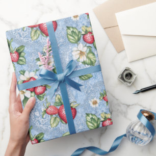Papel De Regalo Patrón de Fresa Cottagecore
