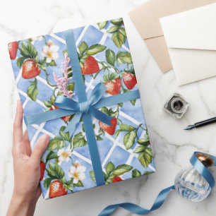 Papel De Regalo Patrón de Fresa Cottagecore