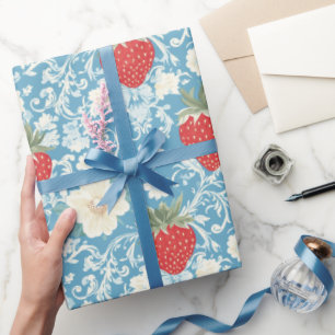 Papel De Regalo Patrón de Fresa Cottagecore