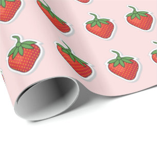 Papel De Regalo Patrón de fresa dulce rojo