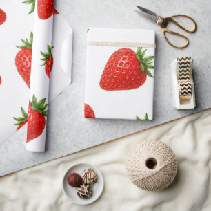 Papel De Regalo Patrón de Fresa Sin Costuras Fruta Roja Adorable