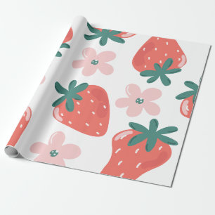 Papel De Regalo Patrón de fresa y flor