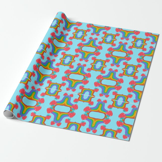 Papel De Regalo patrón de fresas (Desenrollado)