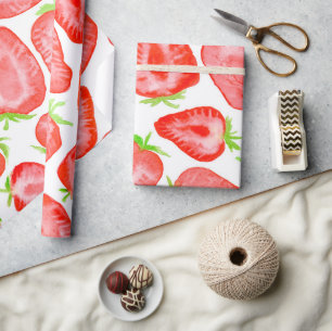 Papel De Regalo Patrón de fresas de color agua
